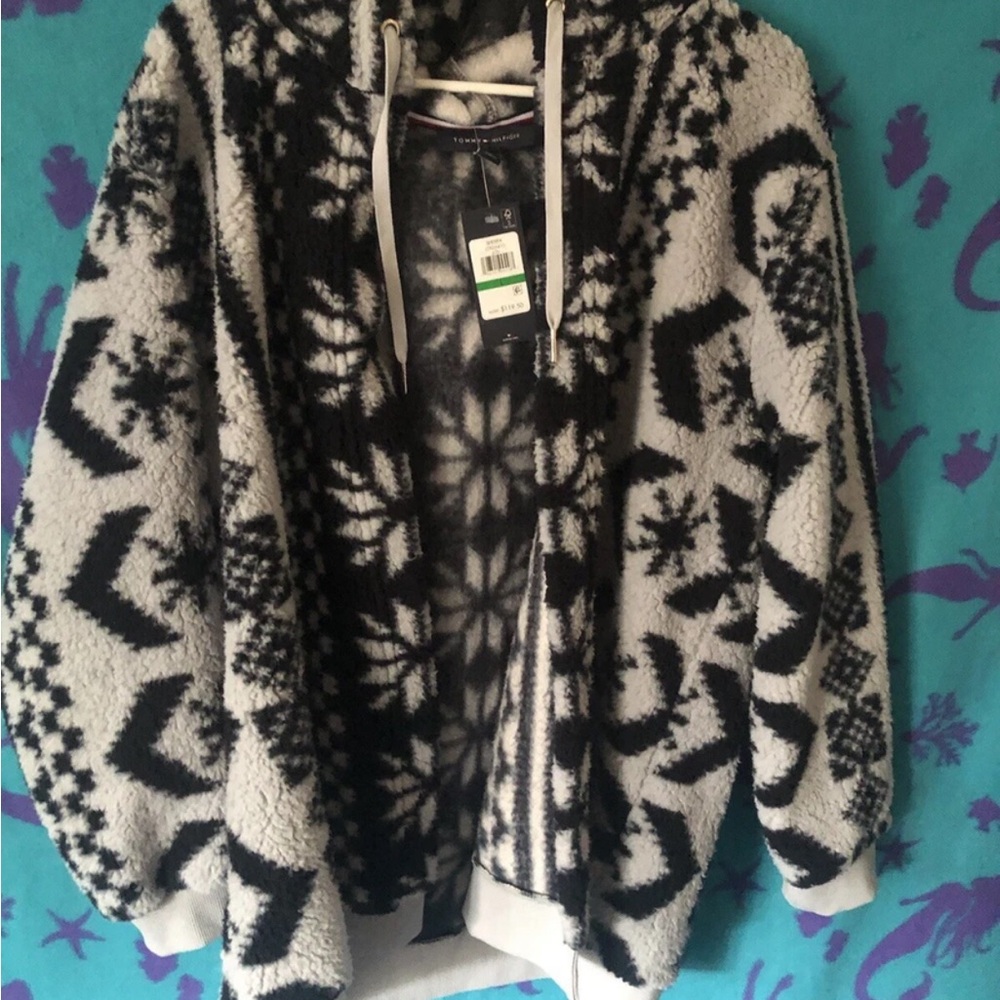 Tommy Hilfiger Black and Gray Patterned Cardigan